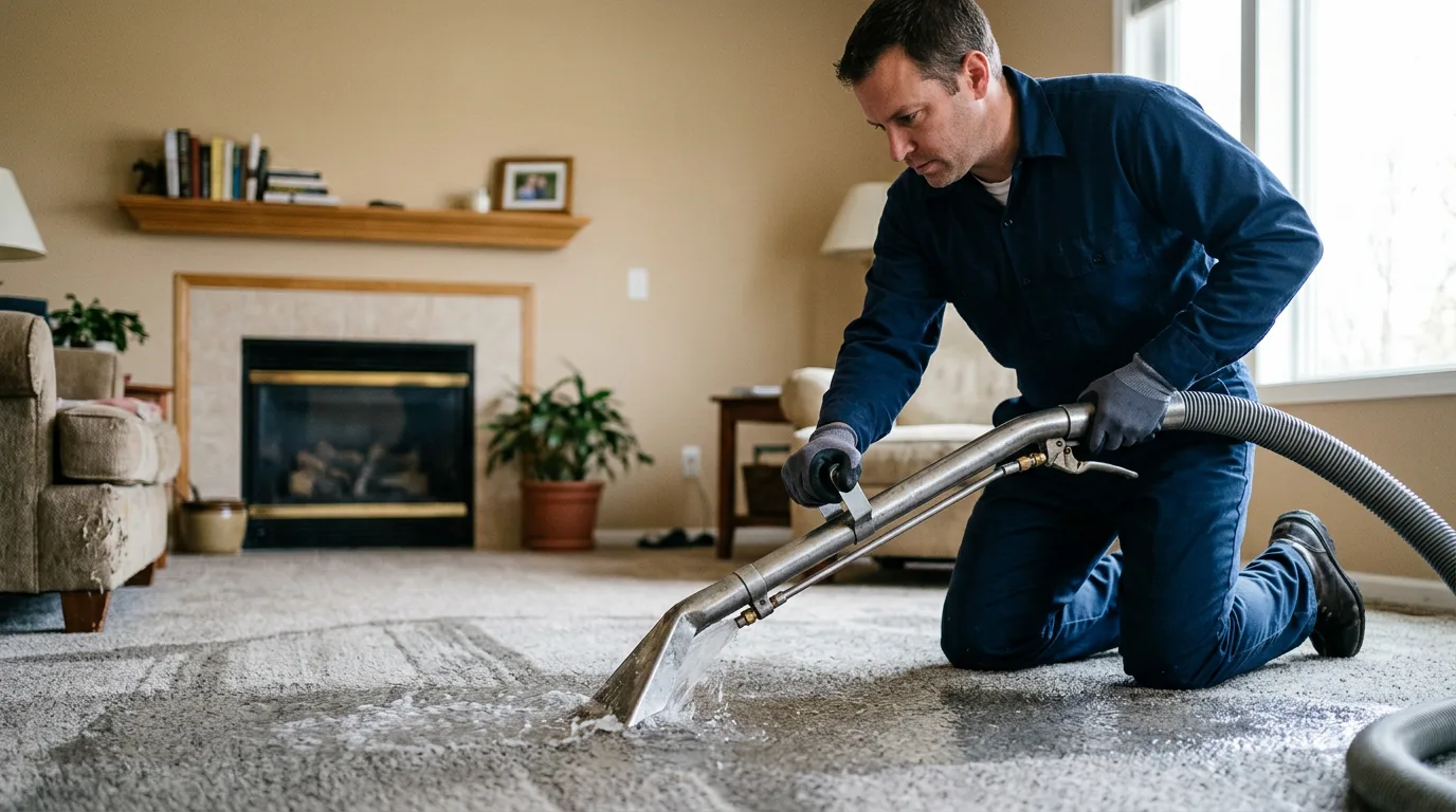 Water damage restoration technician working near Mont Belvieu, TX